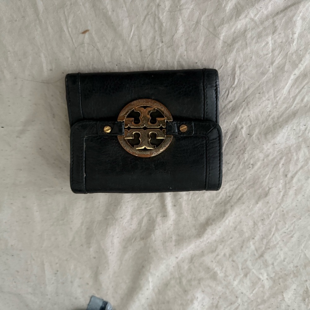 Tory Burch Black Wallet with Gold Logo